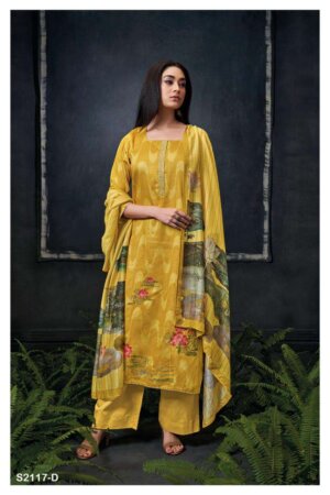 My Fashion Road Ganga Goldie Exclusive Silk Cotton Premium Designs Branded Suit | Yellow