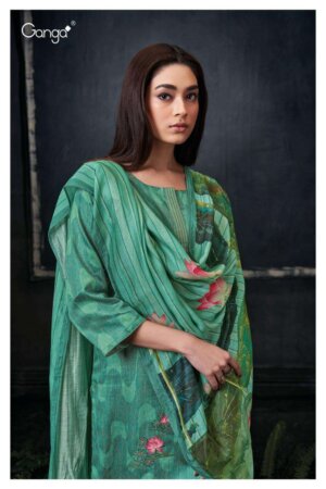 My Fashion Road Ganga Goldie Exclusive Silk Cotton Premium Designs Branded Suit | Green