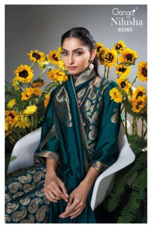 My Fashion Road Ganga Nilusha Designer Silk Jacquard Wedding Wear Ladies Suit | SS2263-A