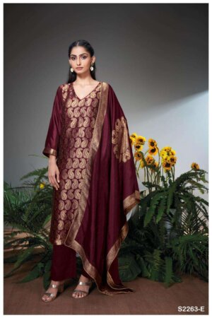My Fashion Road Ganga Nilusha Designer Silk Jacquard Wedding Wear Ladies Suit | SS2263-E