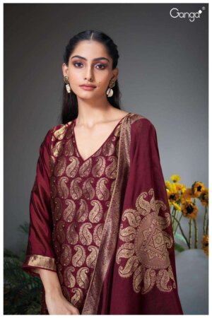 My Fashion Road Ganga Nilusha Designer Silk Jacquard Wedding Wear Ladies Suit | SS2263-E