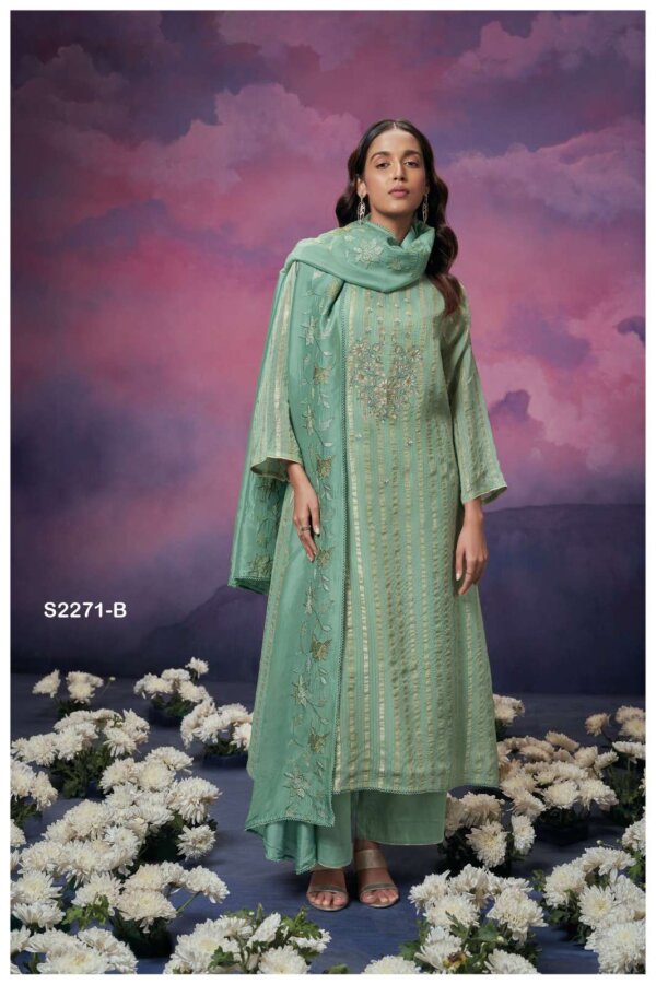 My Fashion Road Ganga Olive Exclusive Organza Salwar Suit | S2271- B