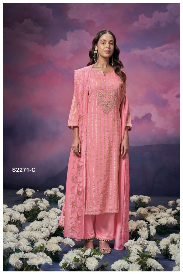 My Fashion Road Ganga Olive Exclusive Organza Salwar Suit | S2271- C