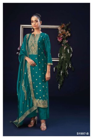 My Fashion Road Ganga Orsa Wedding Wear Jacquard Silk Dress Material | S1997-B