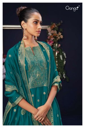 My Fashion Road Ganga Orsa Wedding Wear Jacquard Silk Dress Material | S1997-B