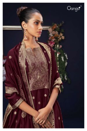 My Fashion Road Ganga Orsa Wedding Wear Jacquard Silk Dress Material | S1997-D