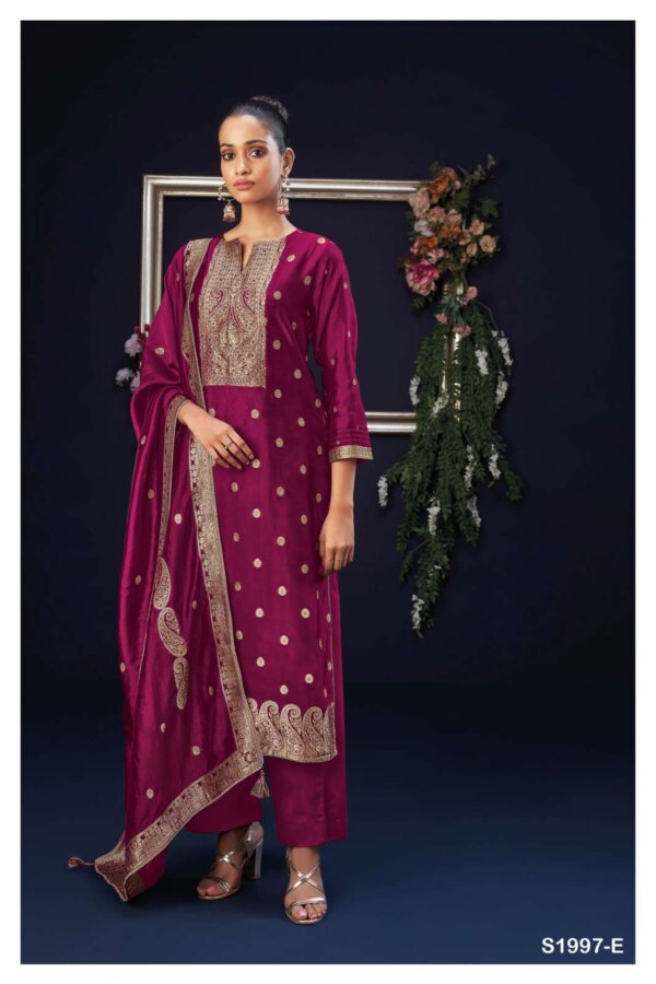 My Fashion Road Ganga Orsa Wedding Wear Jacquard Silk Dress Material | S1997-E