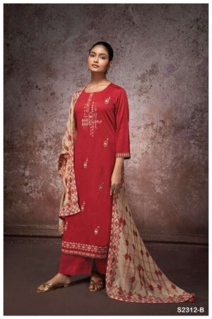 My Fashion Road Ganga Ryliana Fancy Cotton Salwar Kameez | Red