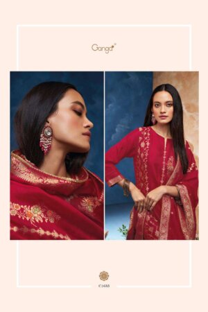 My Fashion Road Ganga Shiloh Stylish Fancy Jacquard Ladies Suit | Red