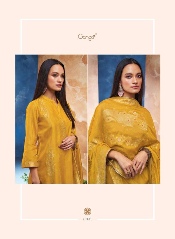 My Fashion Road Ganga Shiloh Stylish Fancy Jacquard Ladies Suit | Yellow