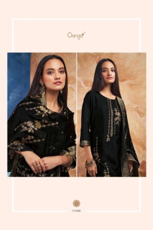 My Fashion Road Ganga Shiloh Stylish Fancy Jacquard Ladies Suit | Black