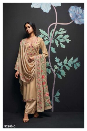 My Fashion Road Ganga Yasmina Cotton Salwar Kameez | Golden