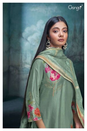 My Fashion Road Ganga Zoey Russian Silk Salwar Suit | Green