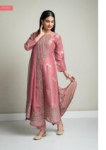 My Fashion Road Naariti Brail Tissue Silk Jacquard Embroidered Pant Style Dress Material | Peach