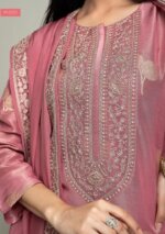My Fashion Road Naariti Brail Tissue Silk Jacquard Embroidered Pant Style Dress Material | Peach