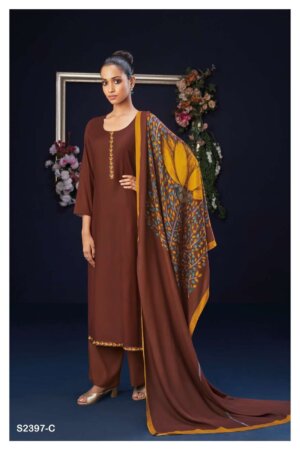 My Fashion Road Ganga Priscilla Exclusive Cotton Silk Ladies Suit | S2397-C