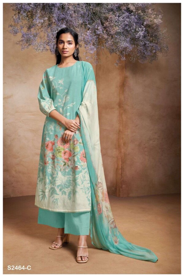 My Fashion Road Ganga Margot Printed Linen Cotton Exclusive Suit | S2464-C
