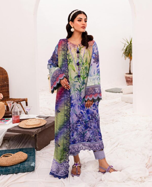 My Fashion Road Nureh Gardenia Embroidered Printed Lawn Collection 2024 | NSG-148