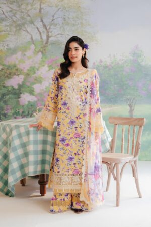 My Fashion Road Afrozeh The Floral Charm Unstitched Lawn Collection 2024 | Buttercup VI-01