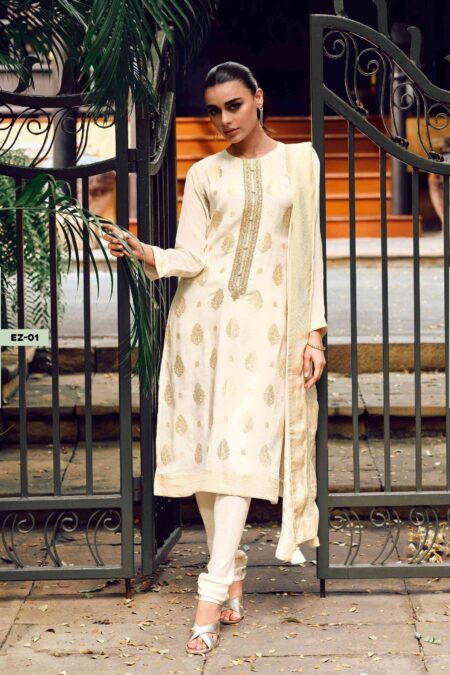 My Fashion Road Varsha Ezzaz Latest Designs Fancy Chinon Dress | EZ-01