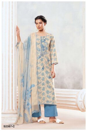 My Fashion Road Ganga Jiaan Exclusive Cotton Unstitched Linen Suit | S2387-C