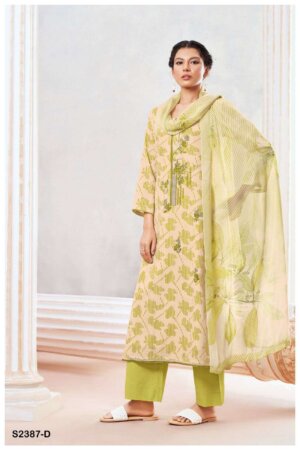 My Fashion Road Ganga Jiaan Exclusive Cotton Unstitched Linen Suit | S2387-D