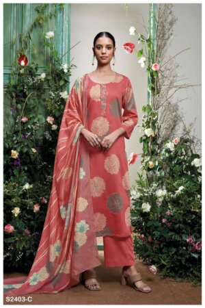 My Fashion Road Ganga Tahlea Fancy Silk Cotton Ladies Suit | S2403-C