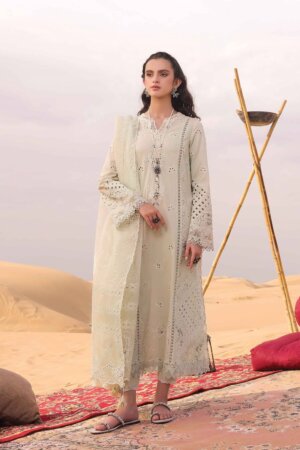 My Fashion Road Qalamkar Chikankari Eid Edit Unstitched Lawn Suit 2024 | KM-04