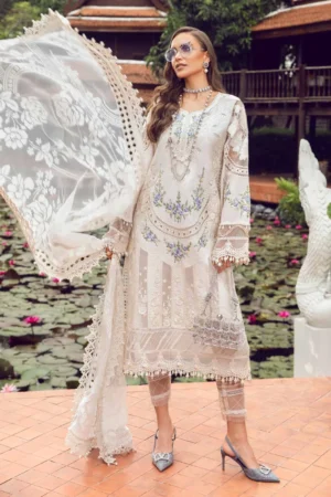 My Fashion Road MARIA B Luxury EID Lawn Unstitched Collection 2024 | EID LAWN-24-04