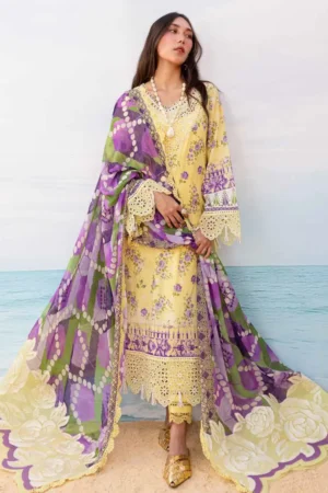 My Fashion Road Nureh Gardenia Embroidered Printed Lawn Collection 2024 | NS-131