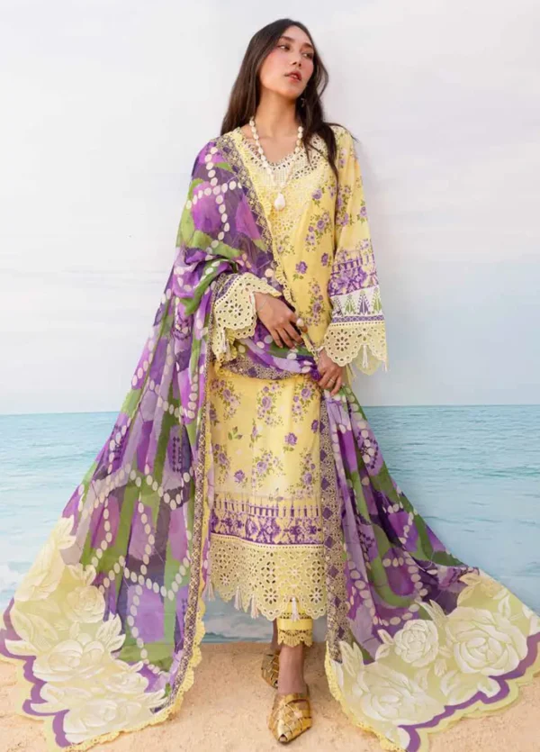 My Fashion Road Nureh Gardenia Embroidered Printed Lawn Collection 2024 | NS-131