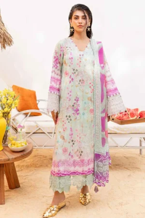 My Fashion Road Nureh Gardenia Embroidered Printed Lawn Collection 2024 | NS-136