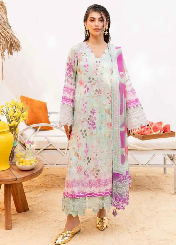 My Fashion Road Nureh Gardenia Embroidered Printed Lawn Collection 2024 | NS-136