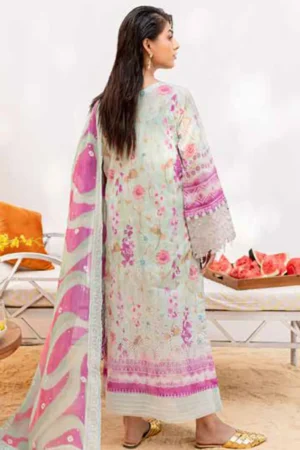 My Fashion Road Nureh Gardenia Embroidered Printed Lawn Collection 2024 | NS-136