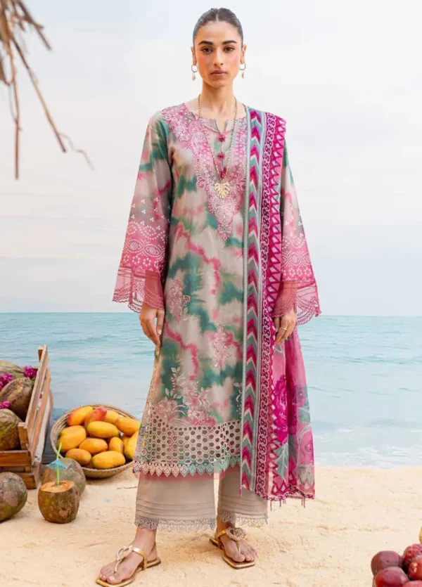My Fashion Road Nureh Gardenia Embroidered Printed Lawn Collection 2024 | NS-137