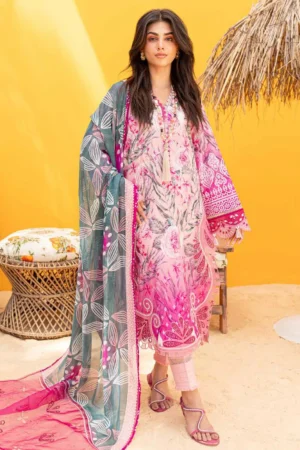 My Fashion Road Nureh Gardenia Embroidered Printed Lawn Collection 2024 | NS-135