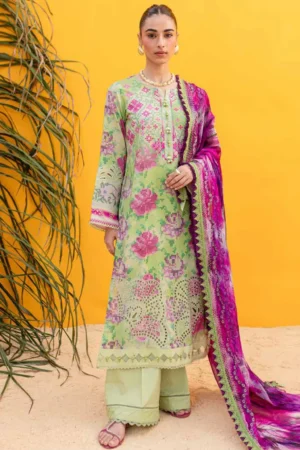 My Fashion Road Nureh Gardenia Embroidered Printed Lawn Collection 2024 | NS-139