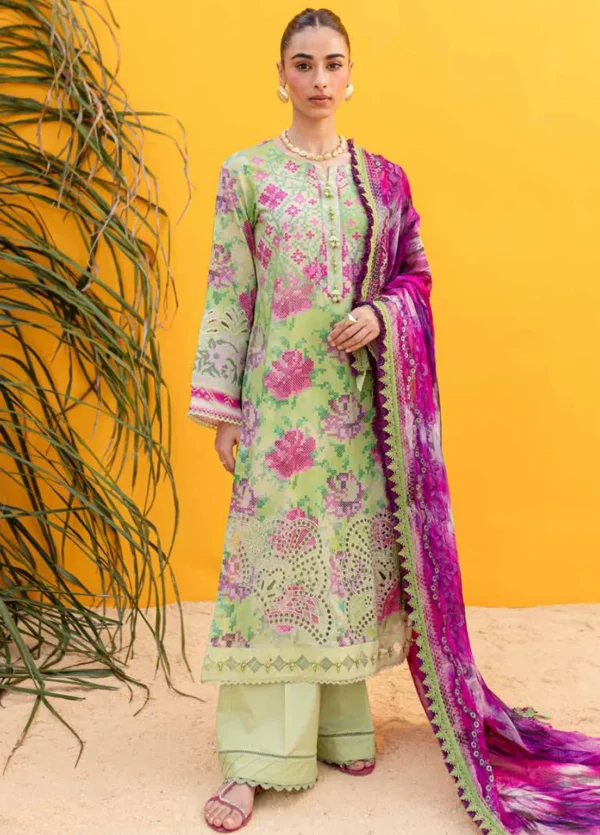 My Fashion Road Nureh Gardenia Embroidered Printed Lawn Collection 2024 | NS-139