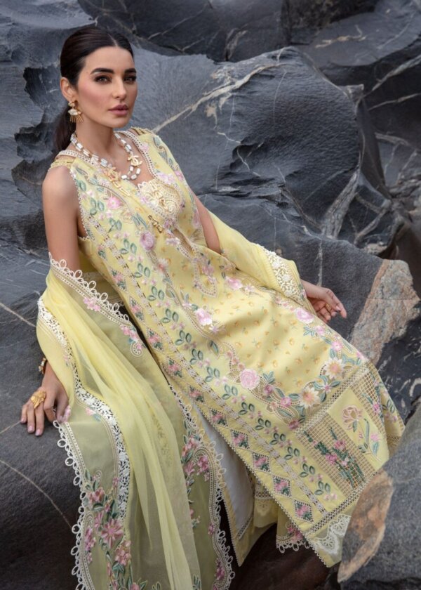 My Fashion Road Crimson Luxury Unstiched Lawn Collection 2024 | Sarfaraz | Believe In Her – Topaz Yellow