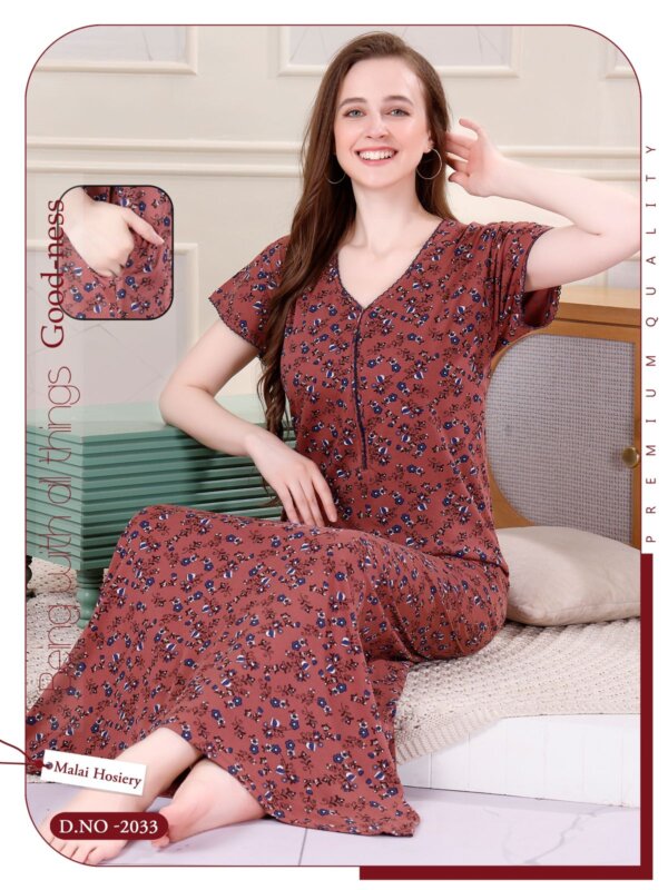 My Fashion Road Pinklabel Women Cotton Printed Nightgown – N04 | Buy 1 get 1