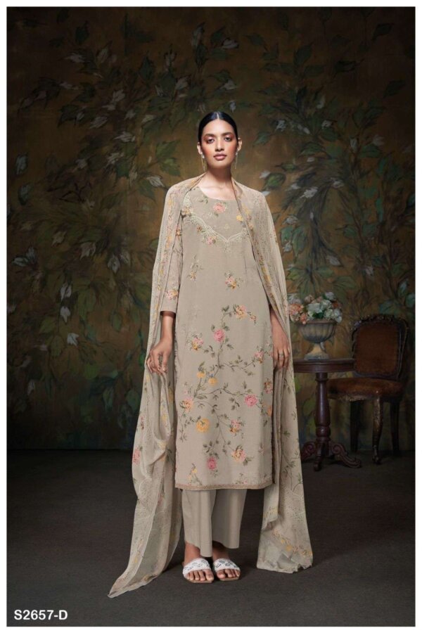 My Fashion Road Ganga Agamya Linen Jacquard Ladies Suit | S2657  – D