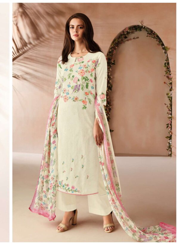 My Fashion Road Ganga Fashion Aiza Swarovski Work Linen Jacquard Suit | C1886