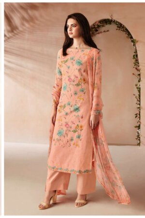 My Fashion Road Ganga Fashion Aiza Swarovski Work Linen Jacquard Suit | C1887