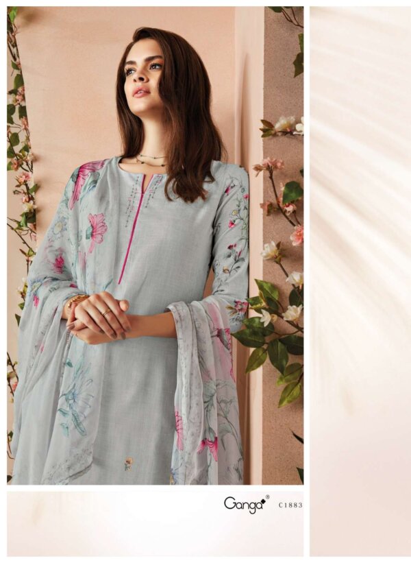 My Fashion Road Ganga Fashion Aiza Swarovski Work Linen Jacquard Suit | C1883