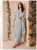 My Fashion Road Ganga Fashion Aiza Swarovski Work Linen Jacquard Suit | C1883
