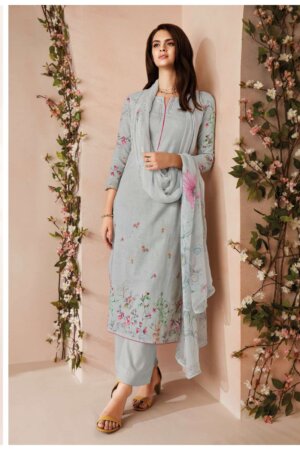 My Fashion Road Ganga Fashion Aiza Swarovski Work Linen Jacquard Suit | C1883