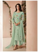 My Fashion Road Ganga Fashion Aiza Swarovski Work Linen Jacquard Suit | C1885