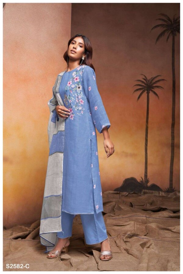 My Fashion Road Ganga Fashion Emberlynn 2582 Latest Designs Linen Suit | S2582-C