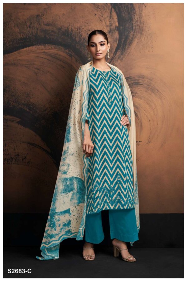 My Fashion Road Ganga Fashion Tishya Fancy Embroidery Work Cotton Ganga Suit | S2683-C