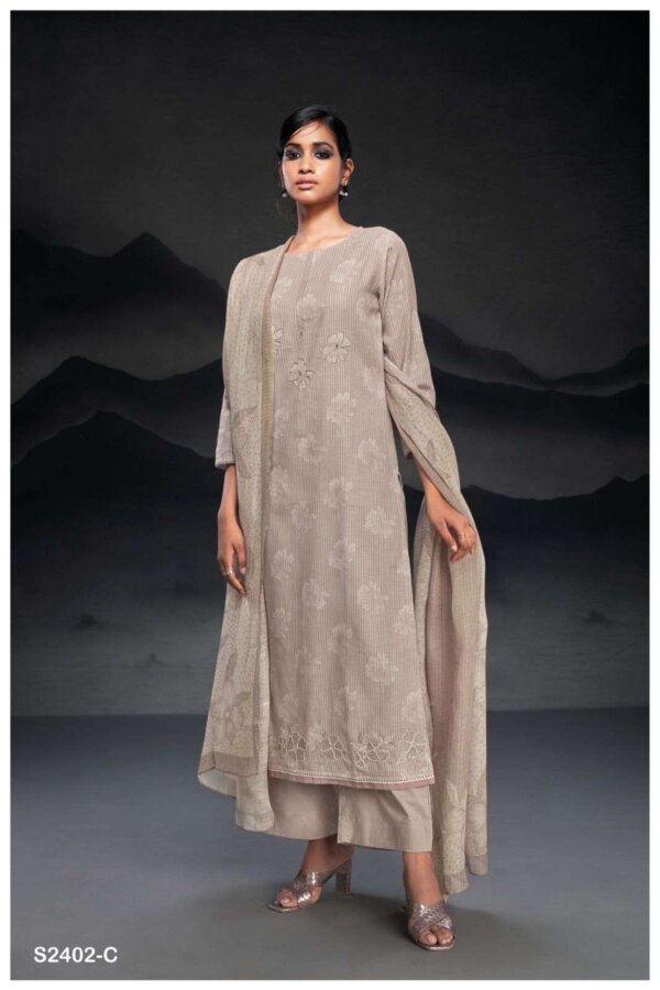 My Fashion Road Ganga kilah Fancy Linen Cotton Ladies Suit | S2402-C